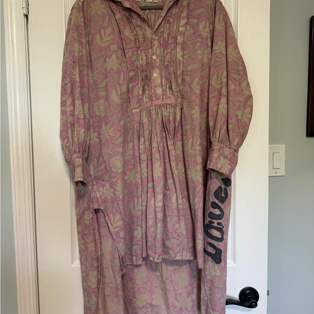 Rare Magnolia Pearl Floral Purple and Beige Long Sleeve Embroidered Dress